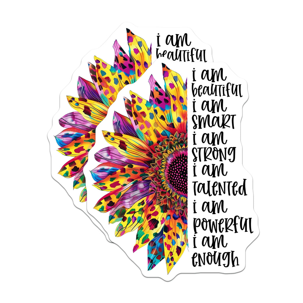 (2 Pack) Affirmation Magnets - Inspirational Sunflower - Self Love Reminder - Positive Quote - Empowerment Decor for Women - 5 Inches On Longest Side - Thick Durable Magnet - Made in USA - MAG38717