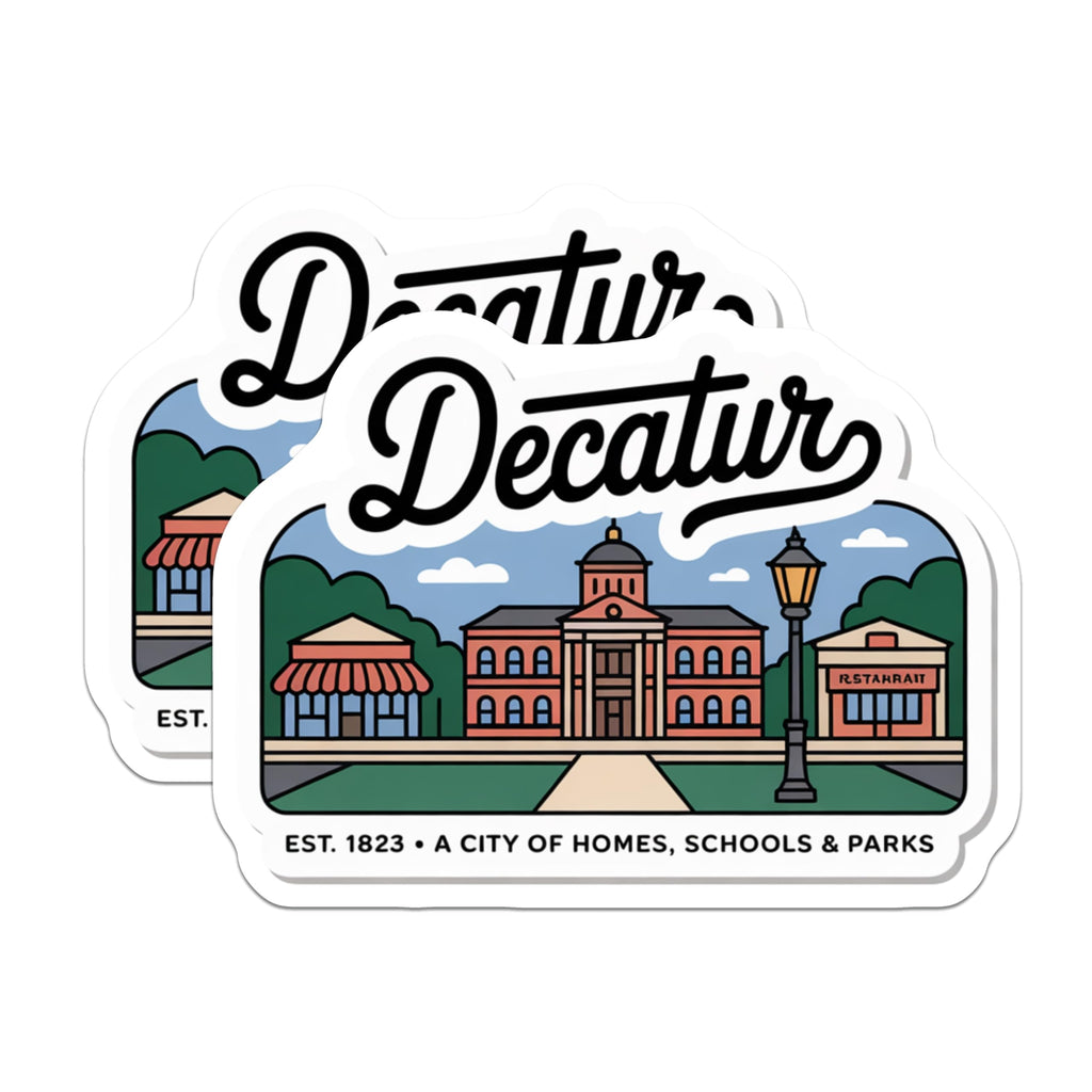 (2 Pack) Decatur Magnets - City of Homes - School and Park Decoration - 5" On Longest Side - Premium Magnet - for Cars, Refrigerators, Toolboxes, Lockers - Made in USA - MAG18813