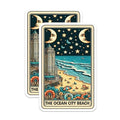 (2 Pack) Coastal Decor Magnet - Retro Beach Art - 5" On Longest Side - Sticks to Smooth Flat Surfaces - Made in USA - MAG10317