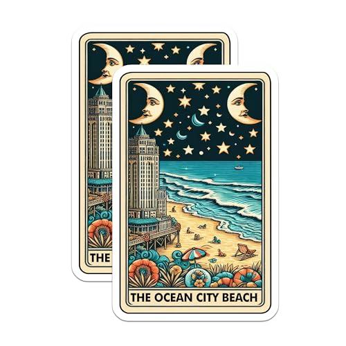 (2 Pack) Coastal Decor Magnet - Retro Beach Art - 5" On Longest Side - Sticks to Smooth Flat Surfaces - Made in USA - MAG10317