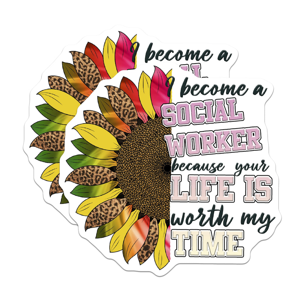 (2 Pack) Social Worker Magnets - Sunflower Design - Appreciation Decor - 5" On Longest Side - Premium Magnet - for Cars, Refrigerators, Toolboxes, Lockers - Made in USA - MAG16151