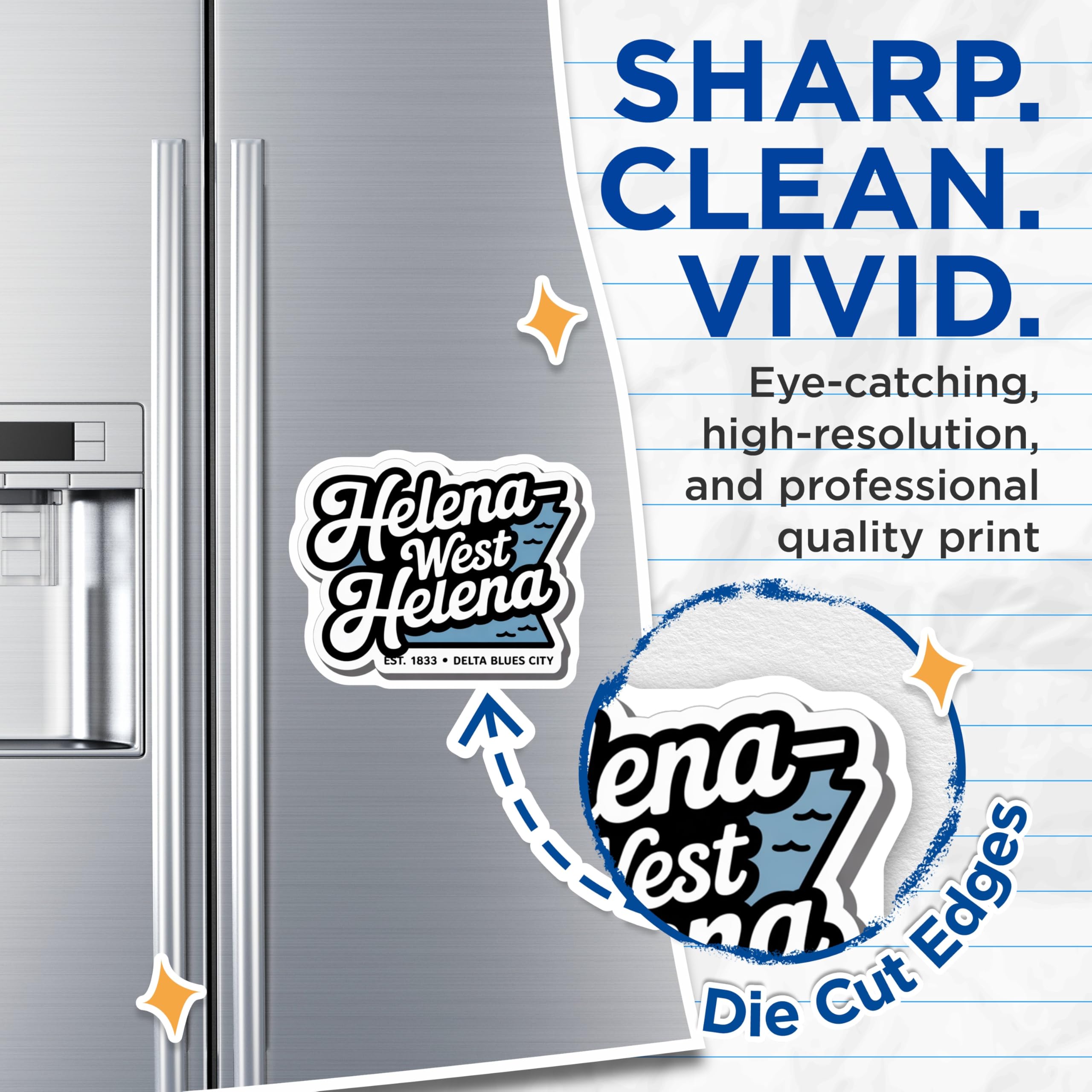 (2 Pack) Helena West Helena Magnets - Arkansas Decor - Delta Blues City Fridge Accessories - 5" On Longest Side - Premium Magnet - for Cars, Refrigerators, Toolboxes, Lockers - Made in USA - MAG18210