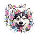 (2 Pack) Husky Dog Floral Magnets - Siberian Husky Decor - Pet Lover Refrigerator Magnets - 5 Inches On Longest Side - Thick Durable Magnet - Made in USA - MAG26401