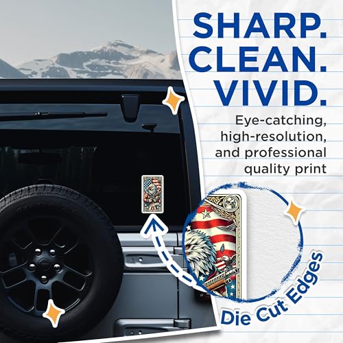 (2 Pack) Patriotic Eagle Stickers - American Eagle with Flag Stickers - Independence Day Stickers - 5" On Longest Side - Sticks to Smooth Flat Surfaces - Made in USA - BMCS5527