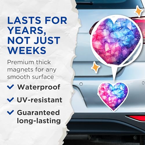 (2 Pack) Heart Shape Art Magnets - Colorful Heart Fridge - Modern Design Kitchen - 5" On Longest Side - for Cars, Fridges, Toolboxes - Made in USA - MAG6638