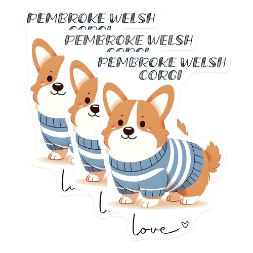 (3 Pack) Corgi Decals - Pembroke Welsh Corgi - Corgi Dog Breed - 3 Inches On Longest Side - Easy Peel & Apply - Made in USA - 3MCS6070