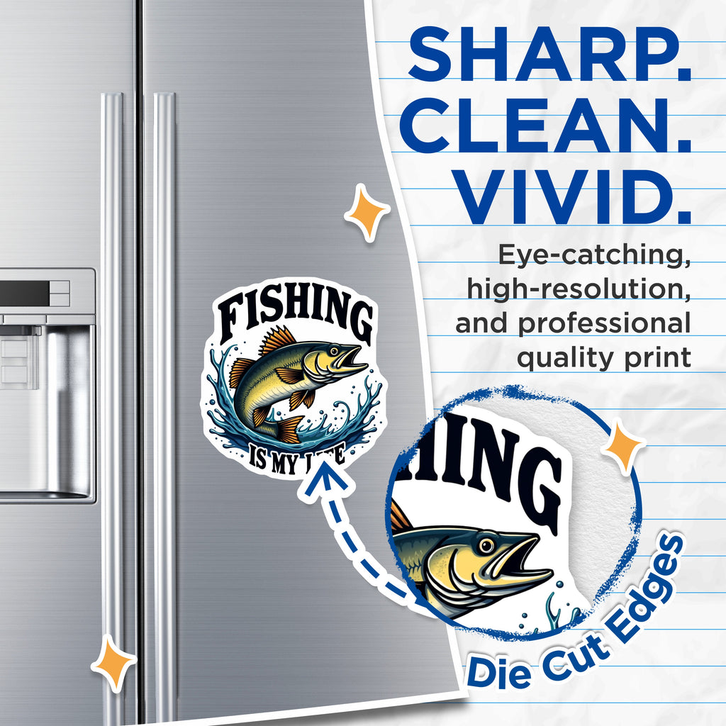 (2 Pack) Fishing is My Life Magnets - Bass Fishing Tackle Box Fridge Decor - Angler Outdoorsman - 5 Inches On Longest Side - Thick Durable Magnet - Made in USA - MAG37522