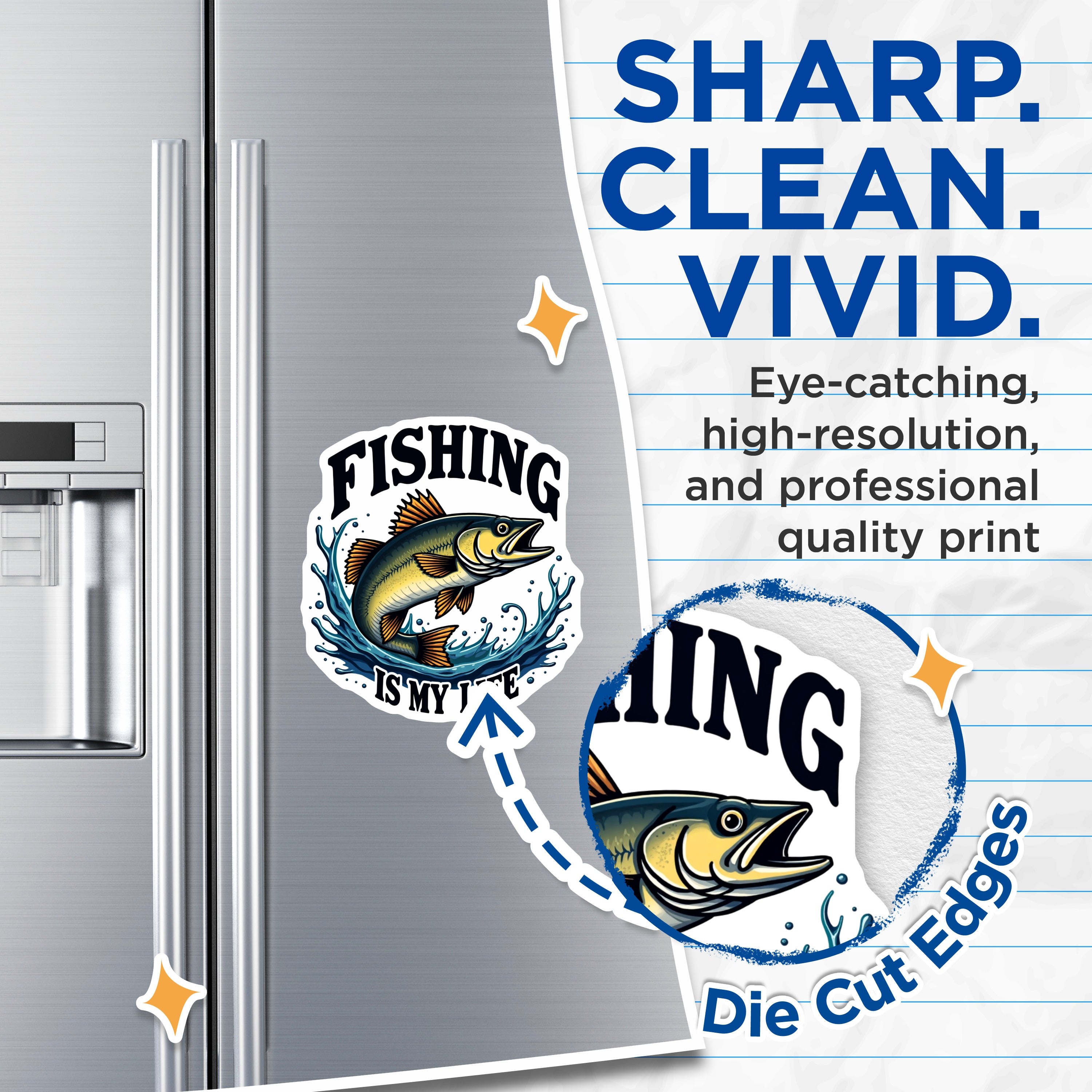 (2 Pack) Fishing is My Life Magnets - Bass Fishing Tackle Box Fridge Decor - Angler Outdoorsman - 5 Inches On Longest Side - Thick Durable Magnet - Made in USA - MAG37522