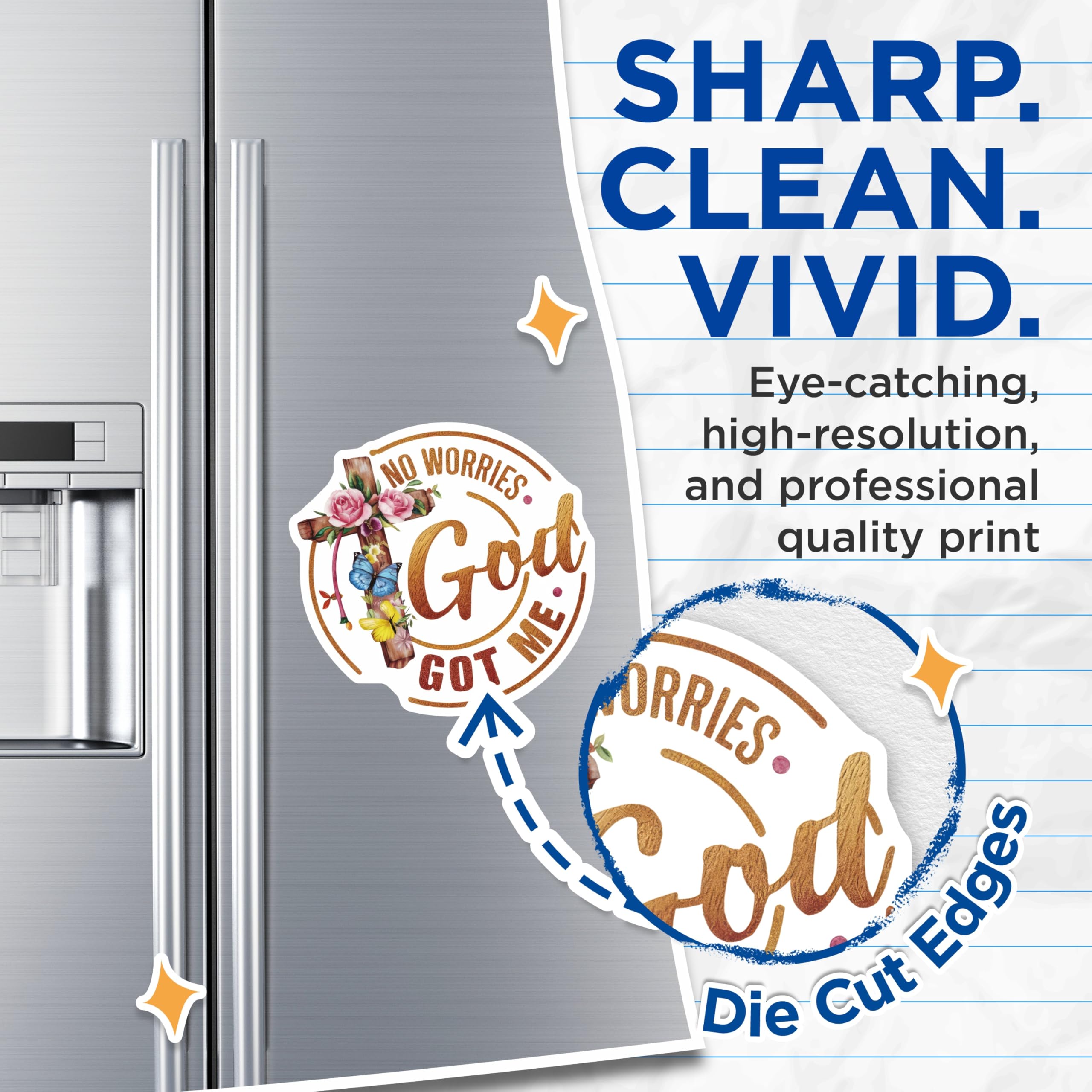 (2 Pack) No Worries God Got Me Magnets - Inspirational Christian Faith Decor - Religious Refrigerator Accent - 5 Inches On Longest Side - Thick Durable Magnet - Made in USA - MAG30264