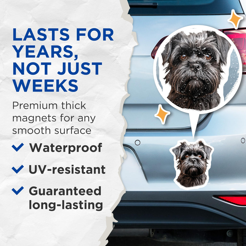 (2 Pack) Brussels Griffon Magnets - Cute Black Dog Art - Pet Lover Fridge Decor - 5 Inches On Longest Side - Thick Durable Magnet - Made in USA - MAG24438