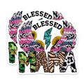 (2 Pack) Blessed Mama Magnets - Country Boho Southern Style - Animal Print Patriotic Design - 5 Inches On Longest Side - Thick Durable Magnet - Made in USA - MAG25794