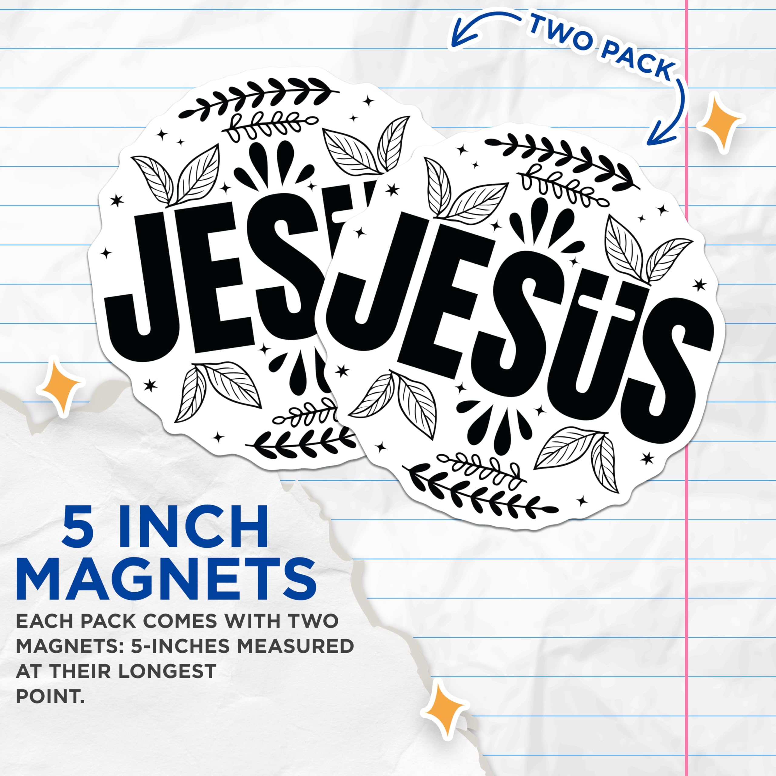 (2 Pack) Jesus Magnets - Christian Refrigerator Magnets - Faith Based Kitchen Decor - 5 Inches On Longest Side - Thick Durable Magnet - Made in USA - MAG30738