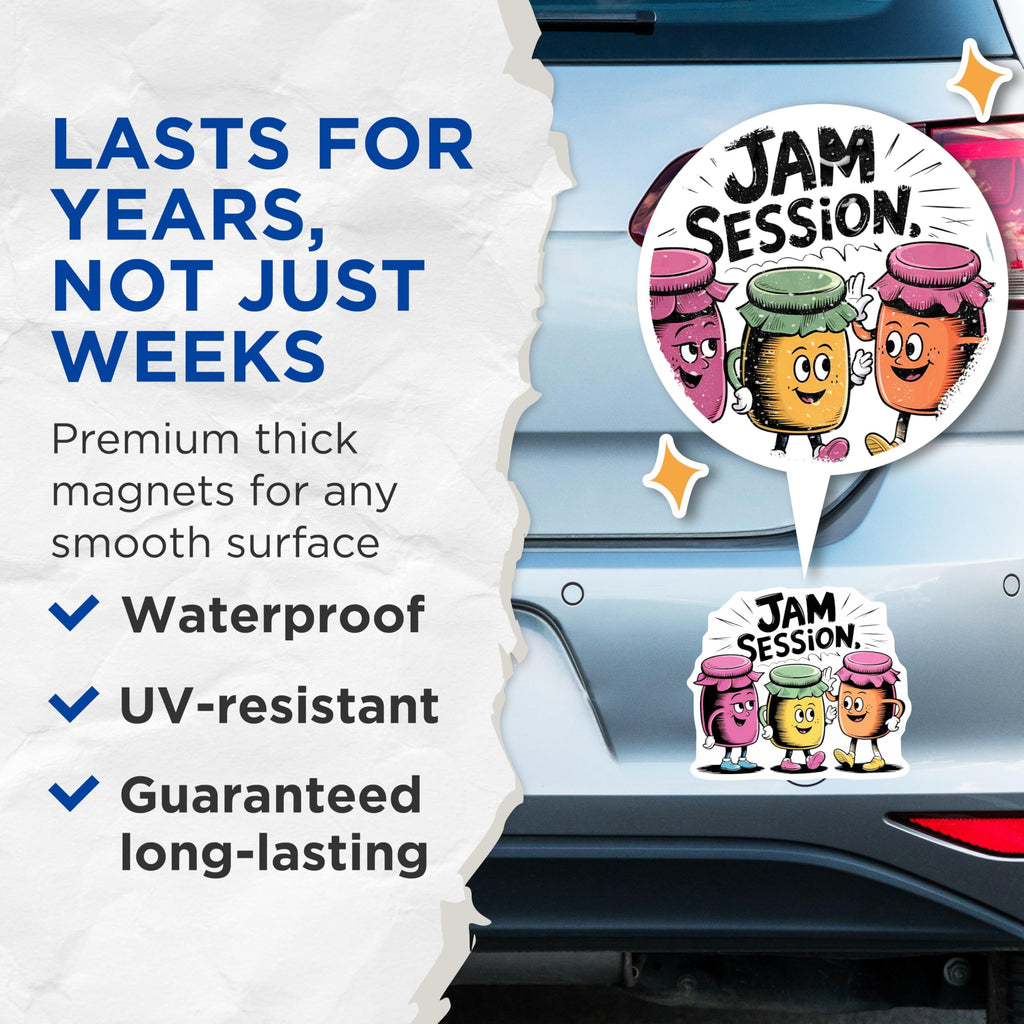 (2 Pack) Jam Session Magnets - Cute Kitchen Decorations - 5" On Longest Side - for Cars, Fridges, Toolboxes - Made in USA - MAG7635