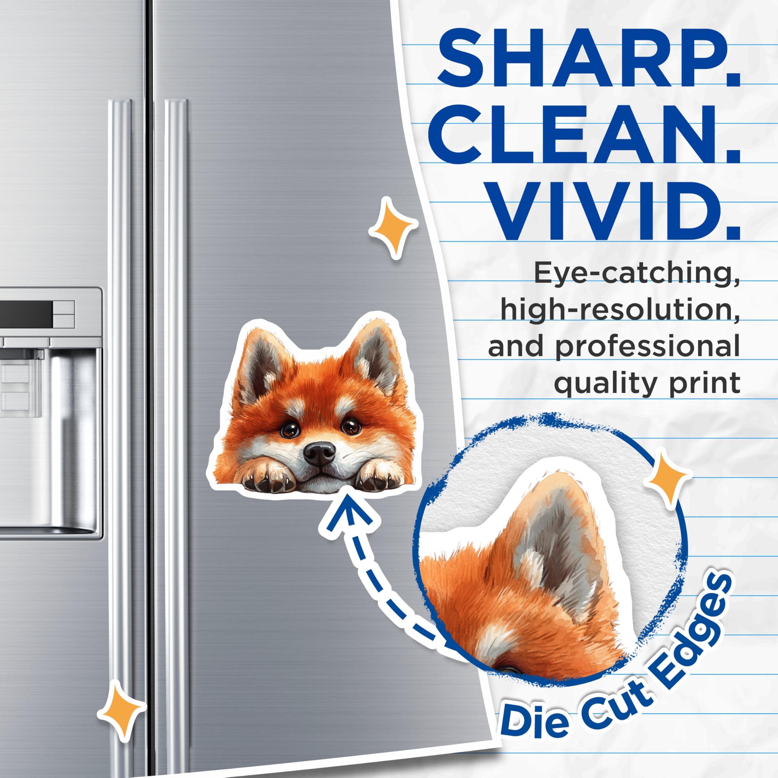 (2 Pack) Shiba Inu Magnets - Cute Dog Art - Fridge Decoration - 5" On Longest Side - Premium Magnet - for Cars, Refrigerators, Toolboxes, Lockers - Made in USA - MAG15084