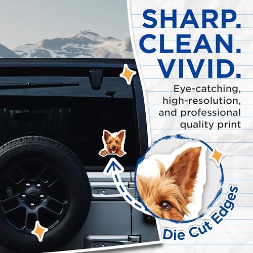(2 Pack) Adorable Dog Stickers - Cute Puppy Decal - Fun Pet Art - 5" On Longest Side - Sticks to Smooth Flat Surfaces - Made in USA - BMCS9840