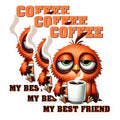 (3 Pack) Coffee Owl Decals - Laptop Decals - My Best Friend Design - 3 Inches On Longest Side - Easy Peel & Apply - Made in USA - 3MCS1583