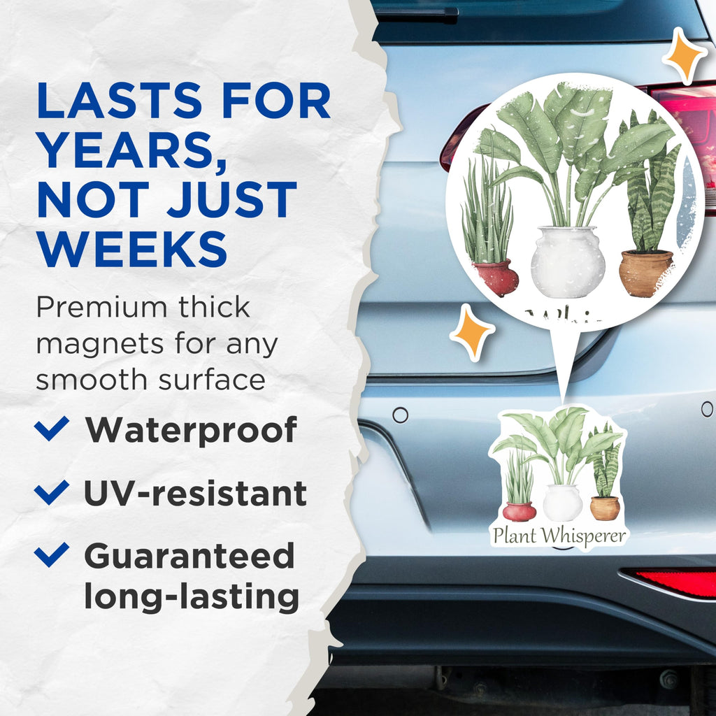 (2 Pack) Plant Whisperer Magnets - Potted Plants Lover - House Plants Decor - 5" On Longest Side - Premium Magnet - for Cars, Refrigerators, Toolboxes, Lockers - Made in USA - MAG17483