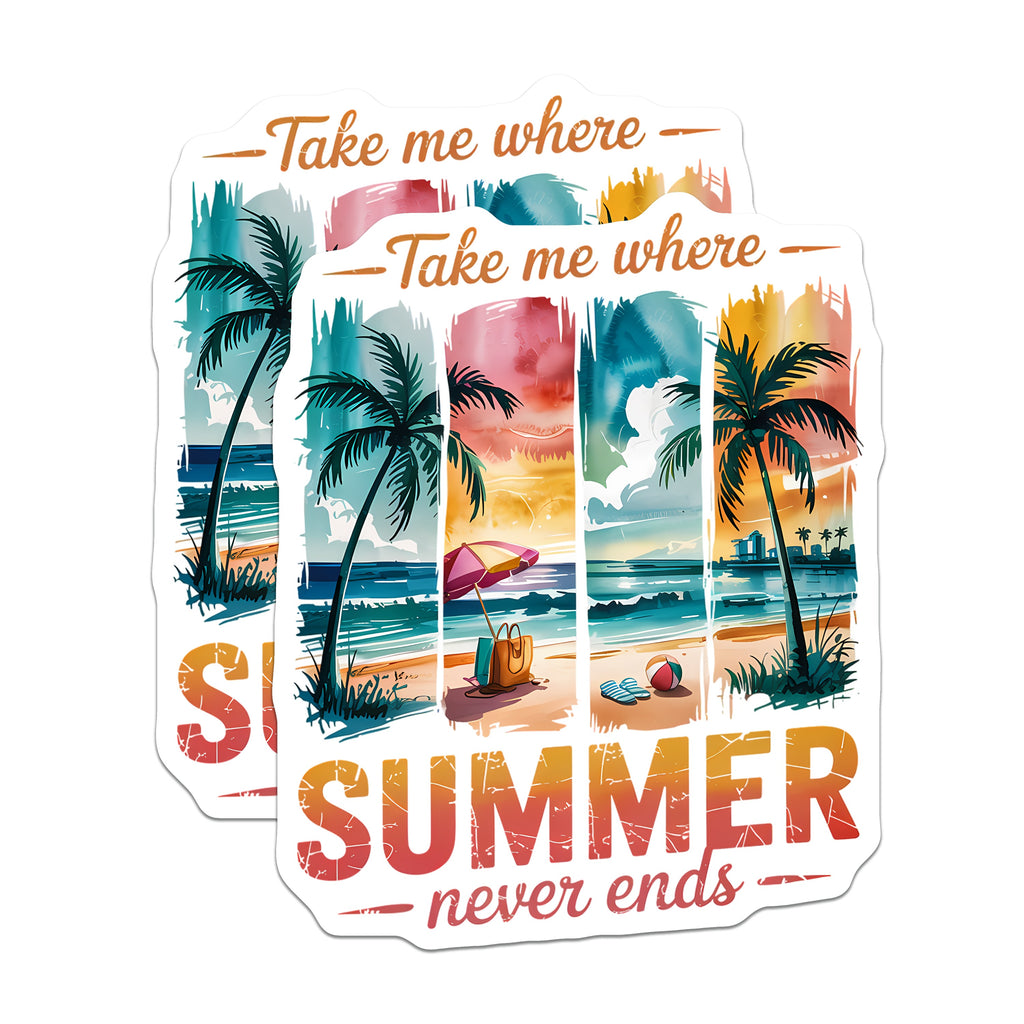 (2 Pack) Endless Summer Beach Magnets - Tropical Vacation Refrigerator Decor - Wanderlust Travel Vibes - 5 Inches On Longest Side - Thick Durable Magnet - Made in USA - MAG36205