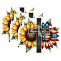 (3 Pack) American Sunflower Decals - Christian Cross Faith Love - Laptop Decal - 3 Inches On Longest Side - Easy Peel & Apply - Made in USA - 3MCS6753