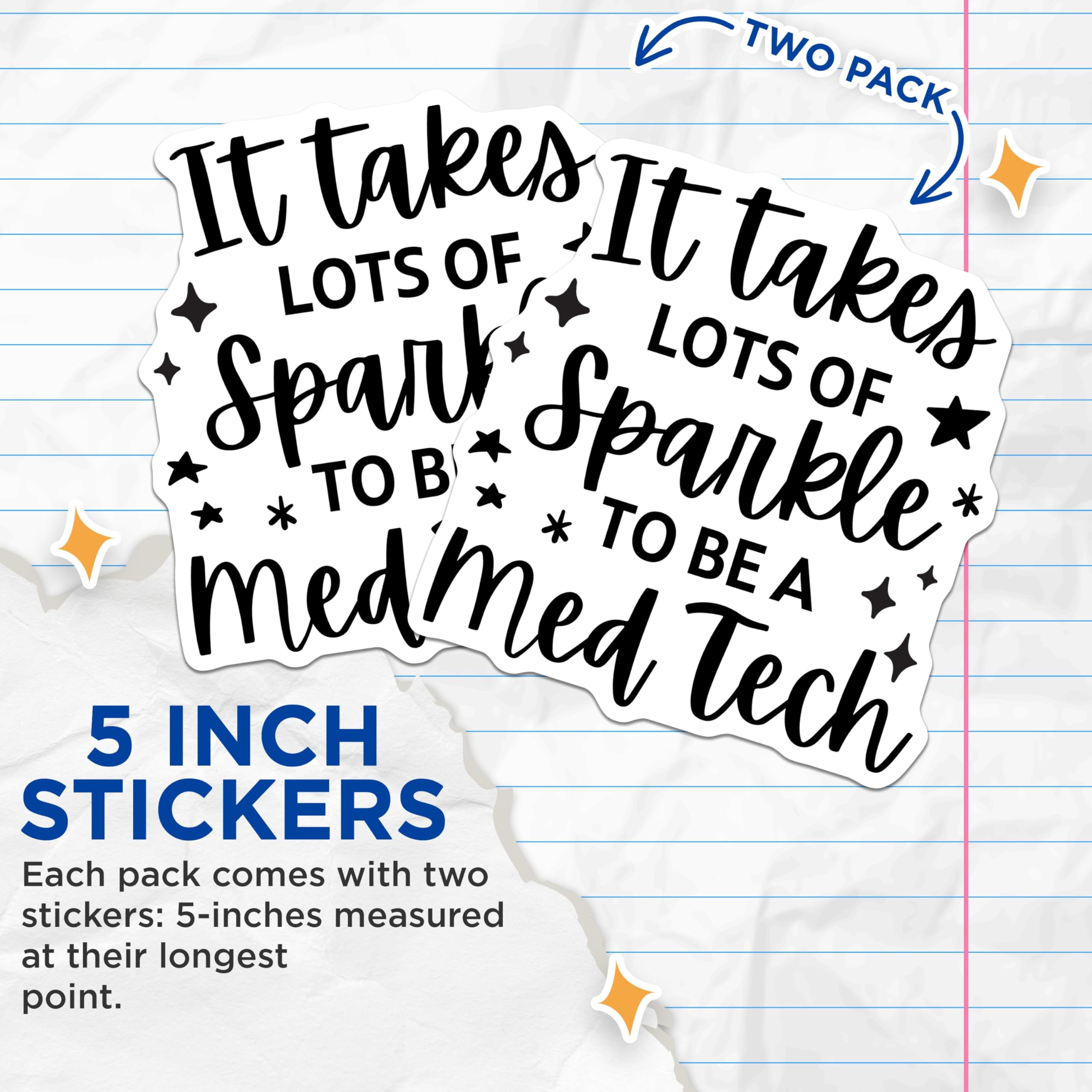 (2 Pack) Med Tech Sparkle Stickers - Medical Technologist - Tech Appreciation - Healthcare Worker Fun Decal - 5" On Longest Side - Sticks to Smooth Flat Surfaces - Made in USA - BMCS5767
