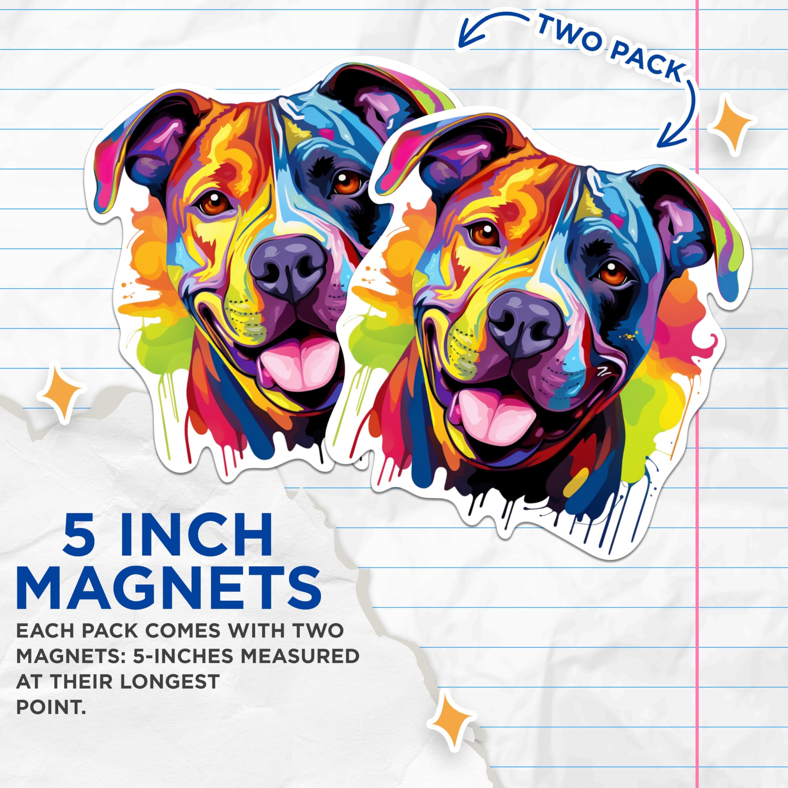 (2 Pack) American Staffordshire Terrier Dog Magnets - 5 Inches On Longest Side - Choose from Over 100 Dog Breeds - for Cars, Refrigerators, Toolboxes - Made in USA - MAG1754