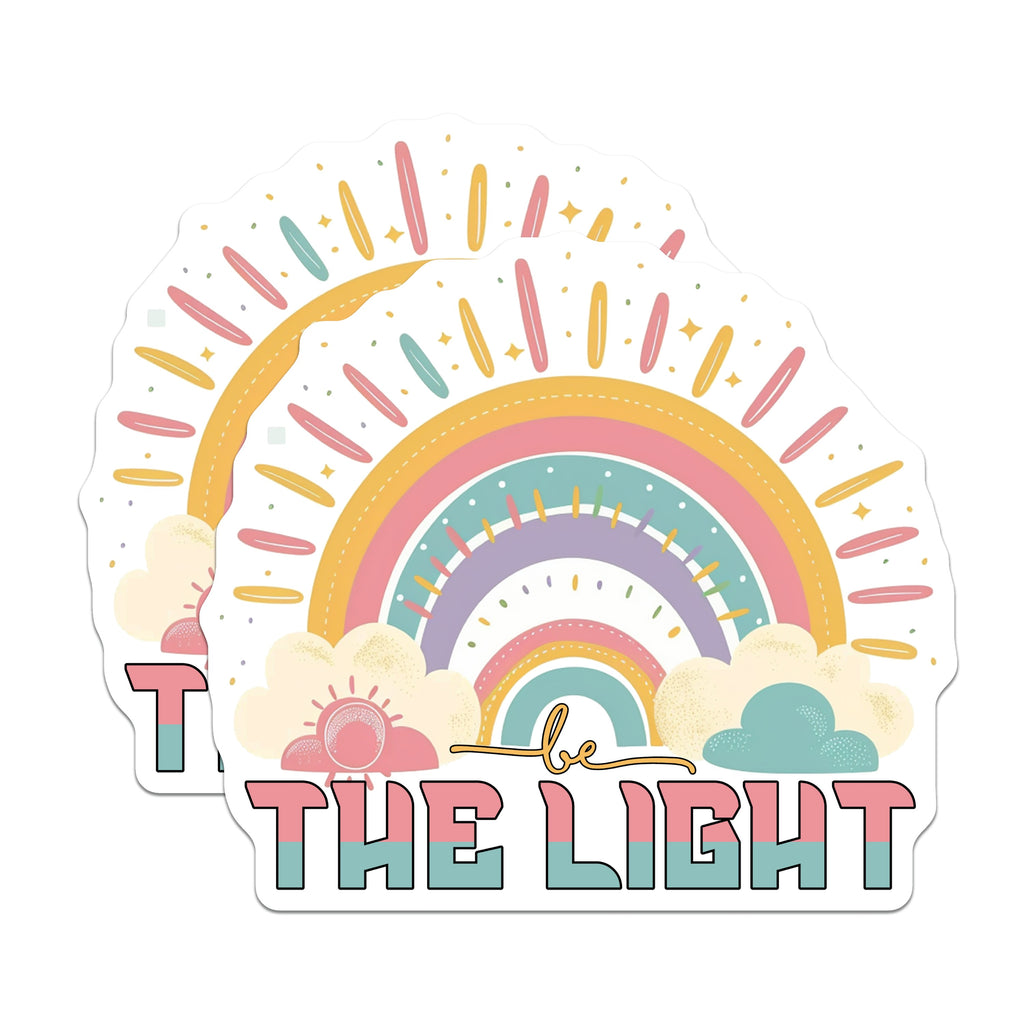 (2 Pack) Inspirational Rainbow Magnets - Be The Light Quote - Positive Vibe Decor - 5 Inches On Longest Side - Thick Durable Magnet - Made in USA - MAG36128