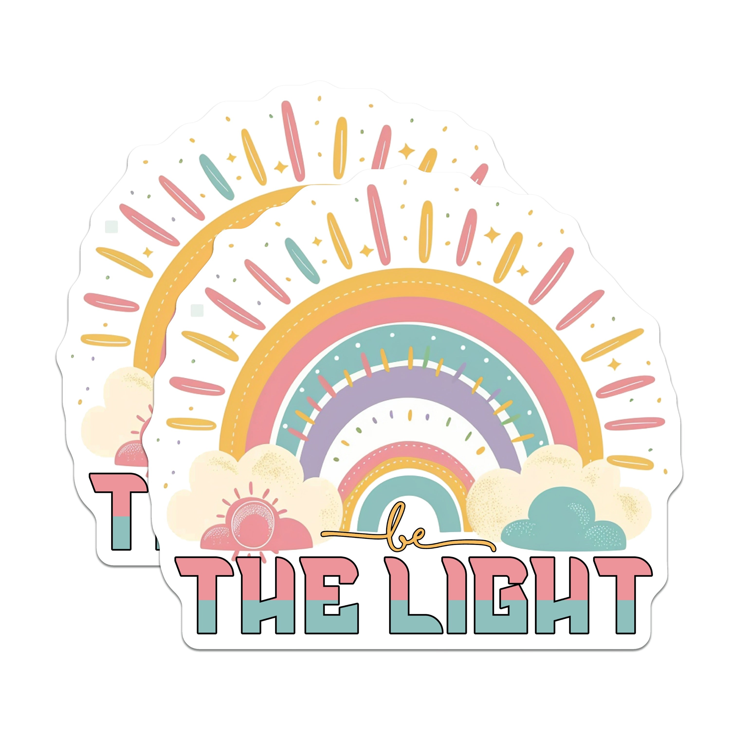 (2 Pack) Inspirational Rainbow Magnets - Be The Light Quote - Positive Vibe Decor - 5 Inches On Longest Side - Thick Durable Magnet - Made in USA - MAG36128