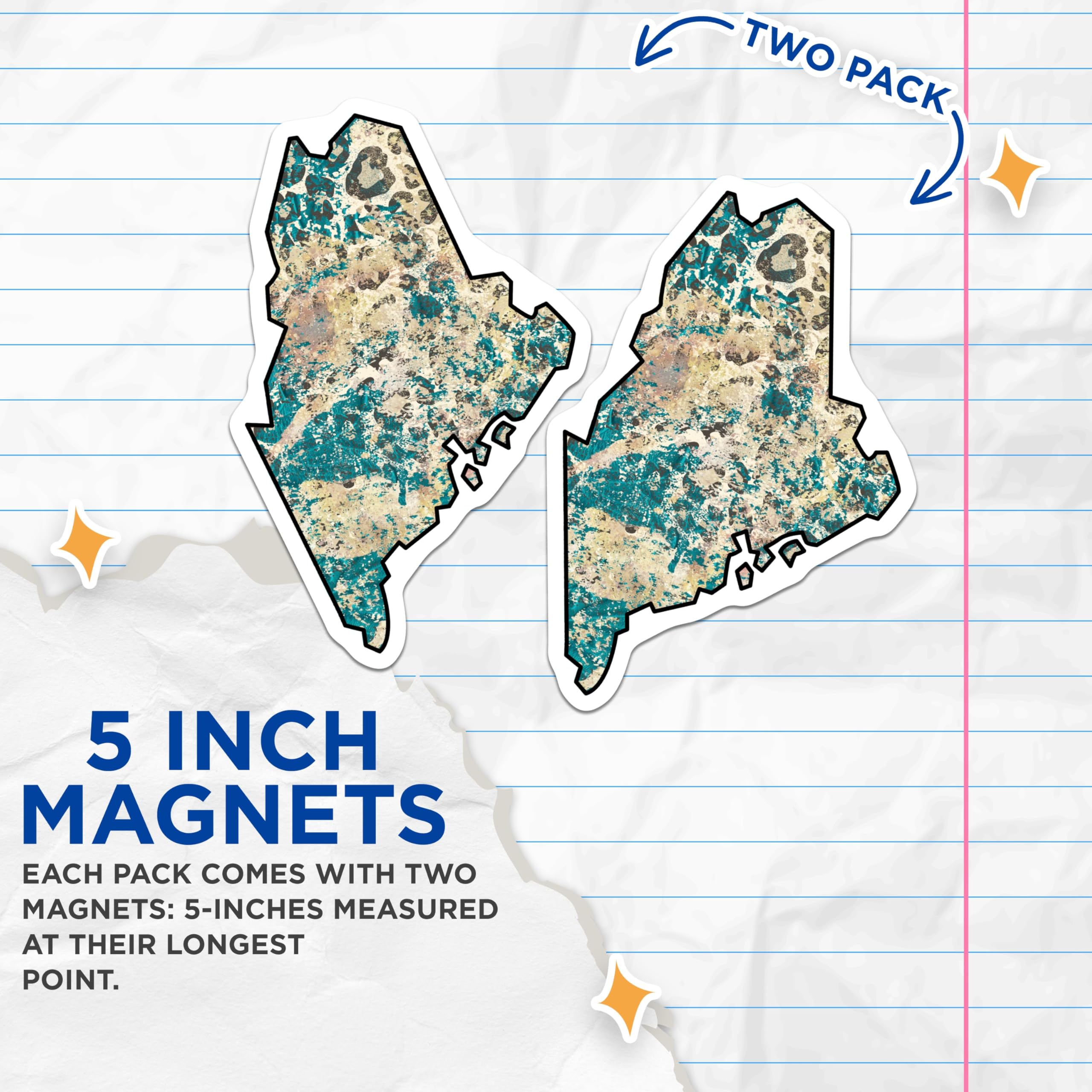 (2 Pack) Maine State Magnets - Grunge Art Magnets - Vacation Souvenir Decorations - 5" On Longest Side - Premium Magnet - for Cars, Refrigerators, Toolboxes, Lockers - Made in USA - MAG17951