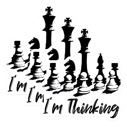 (3 Pack) Chess Decals - I'm Thinking - Chess Pieces Laptop Decal - 3 Inches On Longest Side - Easy Peel & Apply - Made in USA - 3MCS1970