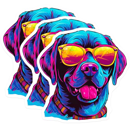(3 Pack) Cool Dog Decals - Laptop Decal - Trendy Art - 3 Inches On Longest Side - Easy Peel & Apply - Made in USA - 3MCS6004