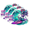 (3 Pack) Surfing Skeleton Decals - Ride The Wave - Laptop Decal - 3 Inches On Longest Side - Easy Peel & Apply - Made in USA - 3MCS8369