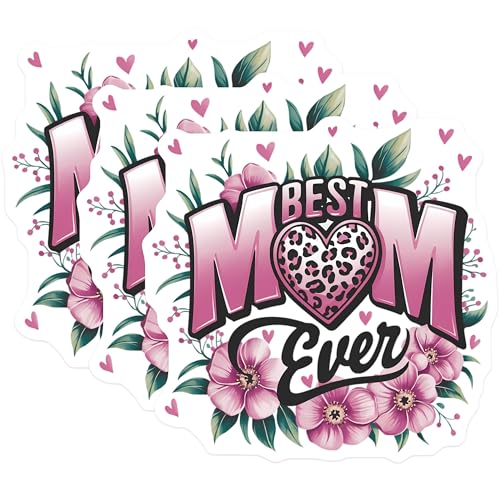 (3 Pack) Best Mom Ever Decals - Mother's Day Present - Laptop Decals - 3 Inches On Longest Side - Easy Peel & Apply - Made in USA - 3MCS8378