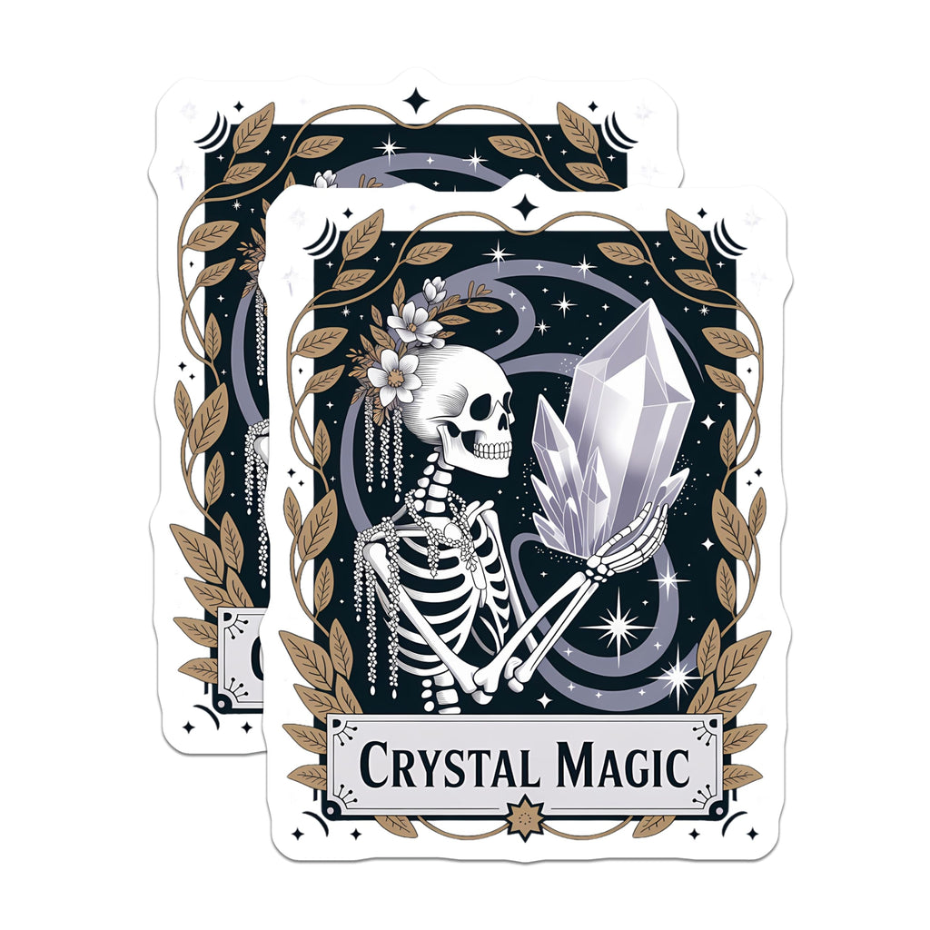 (2 Pack) Mystical Skeleton Magnets - Crystal Magic Decor - Witchy Esoteric Art - 5 Inches On Longest Side - Thick Durable Magnet - Made in USA - MAG20515