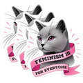 (3 Pack) Feminism Cat Decals - Pro Feminist Decal - Social Justice Stickers - 3 Inches On Longest Side - Easy Peel & Apply - Made in USA - 3MCS7117
