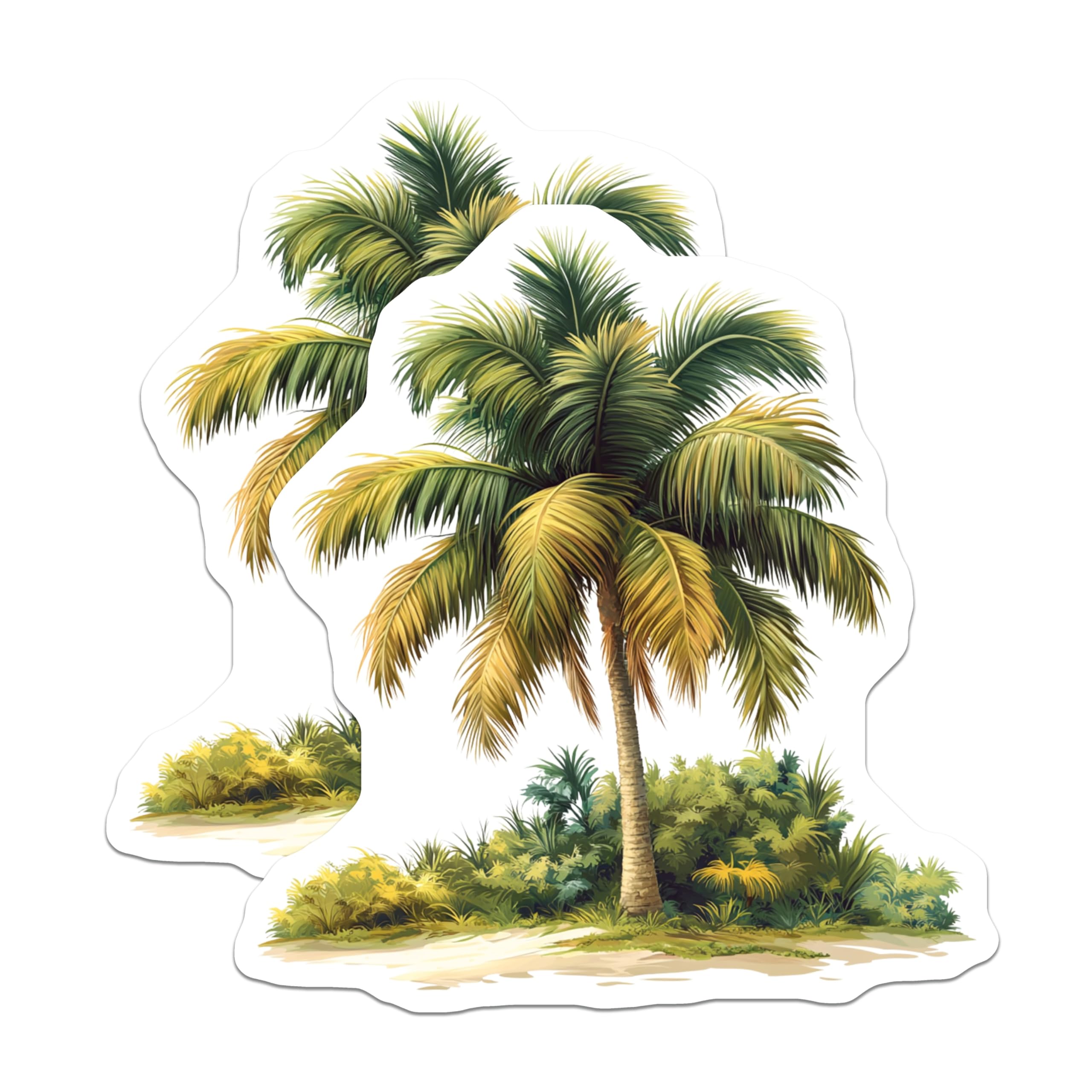 (2 Pack) Palm Tree Magnets - Tropical Decor - Beach House Art - Summer Vacation Vibes - 5 Inches On Longest Side - Thick Durable Magnet - Made in USA - MAG29734