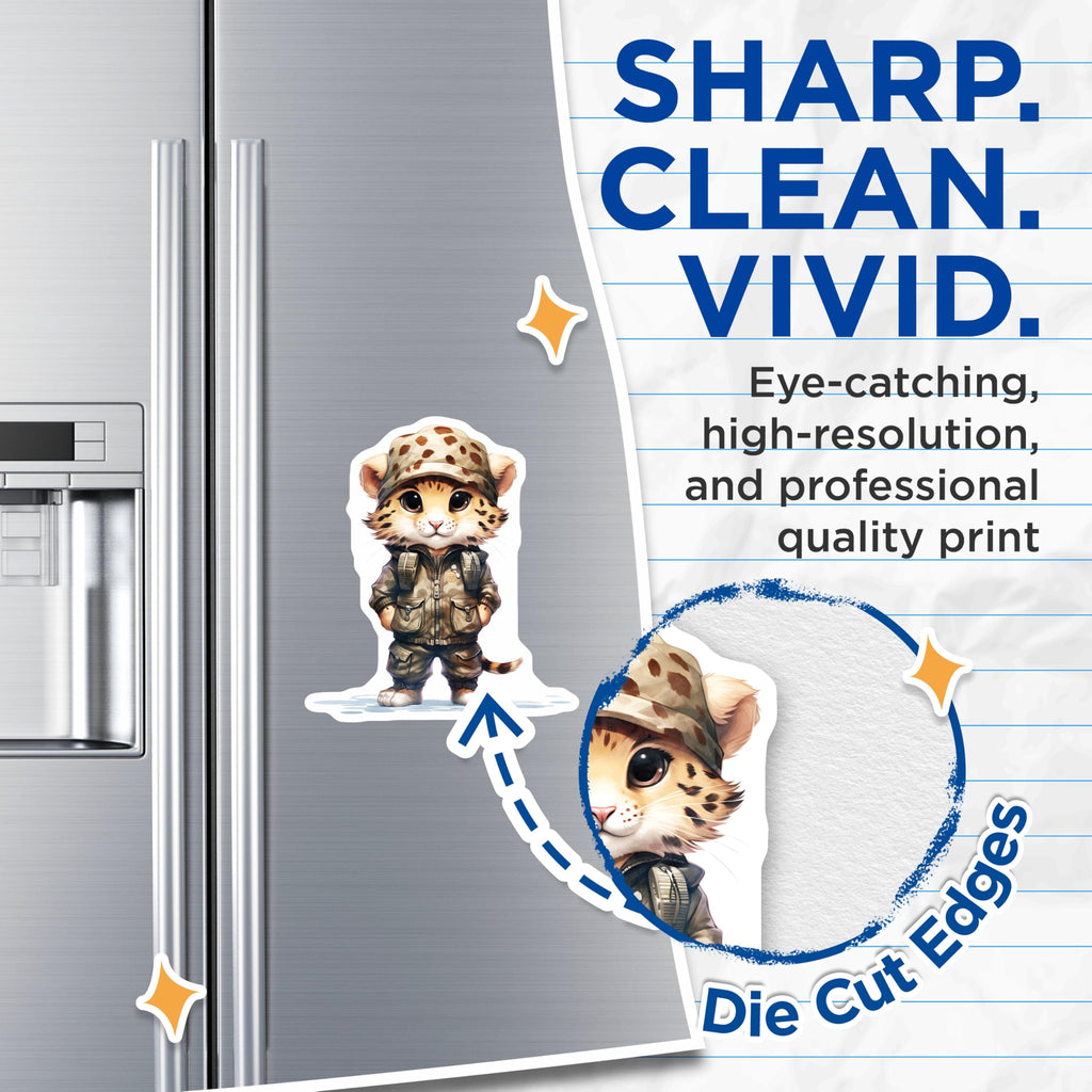 (2 Pack) Savannah Cat Magnets - Military Outfit - Fridge Locker Home Decor - 5" On Longest Side - Premium Magnet - for Cars, Refrigerators, Toolboxes, Lockers - Made in USA - MAG17079