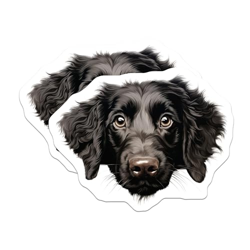 (2 Pack) Dog Lover Stickers - Black Dog Illustration - Cute Pet Decal - 5" On Longest Side - Sticks to Smooth Flat Surfaces - Made in USA - BMCS9946