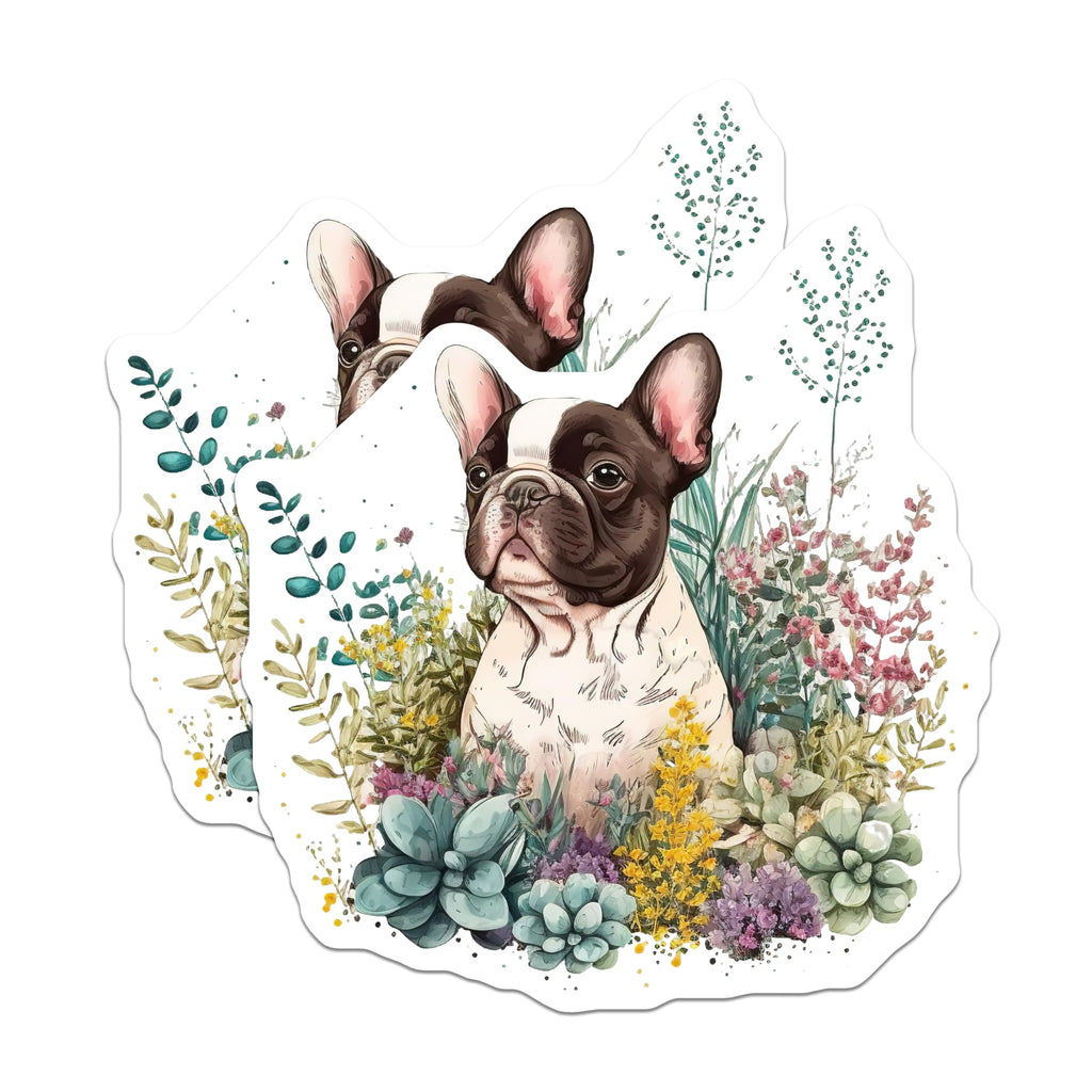(2 Pack) French Bulldog Magnets - Floral Dog Magnets - Fridge Decor - 5" On Longest Side - Premium Magnet - for Cars, Refrigerators, Toolboxes, Lockers - Made in USA - MAG15134