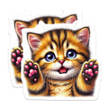 (2 Pack) Cute Kitten Magnets - Fridge Decor - Tabby Cat Refrigerator Magnets - 5" On Longest Side - Premium Magnet - for Cars, Refrigerators, Toolboxes, Lockers - Made in USA - MAG15793