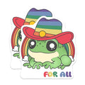 (2 Pack) Cute Frog Stickers - Rainbow Hat Stickers - for All Quotes Stickers - 5" On Longest Side - Sticks to Smooth Flat Surfaces - Made in USA - BMCS7244