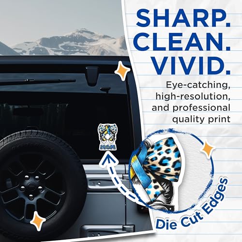 (2 Pack) Down Syndrome Mom Stickers - Awareness Decal - Leopard Print Design - 5" On Longest Side - Sticks to Smooth Flat Surfaces - Made in USA - BMCS8195