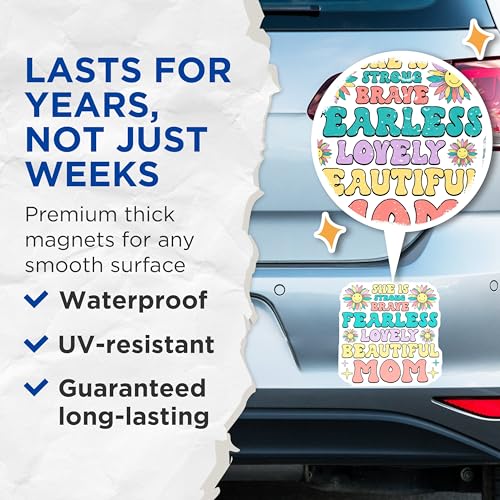 (2 Pack) She is Strong Brave Magnets Magnets - 5" On Longest Side - Made in USA - Sticks to Refrigerators & Metal Surfaces - MAG9210