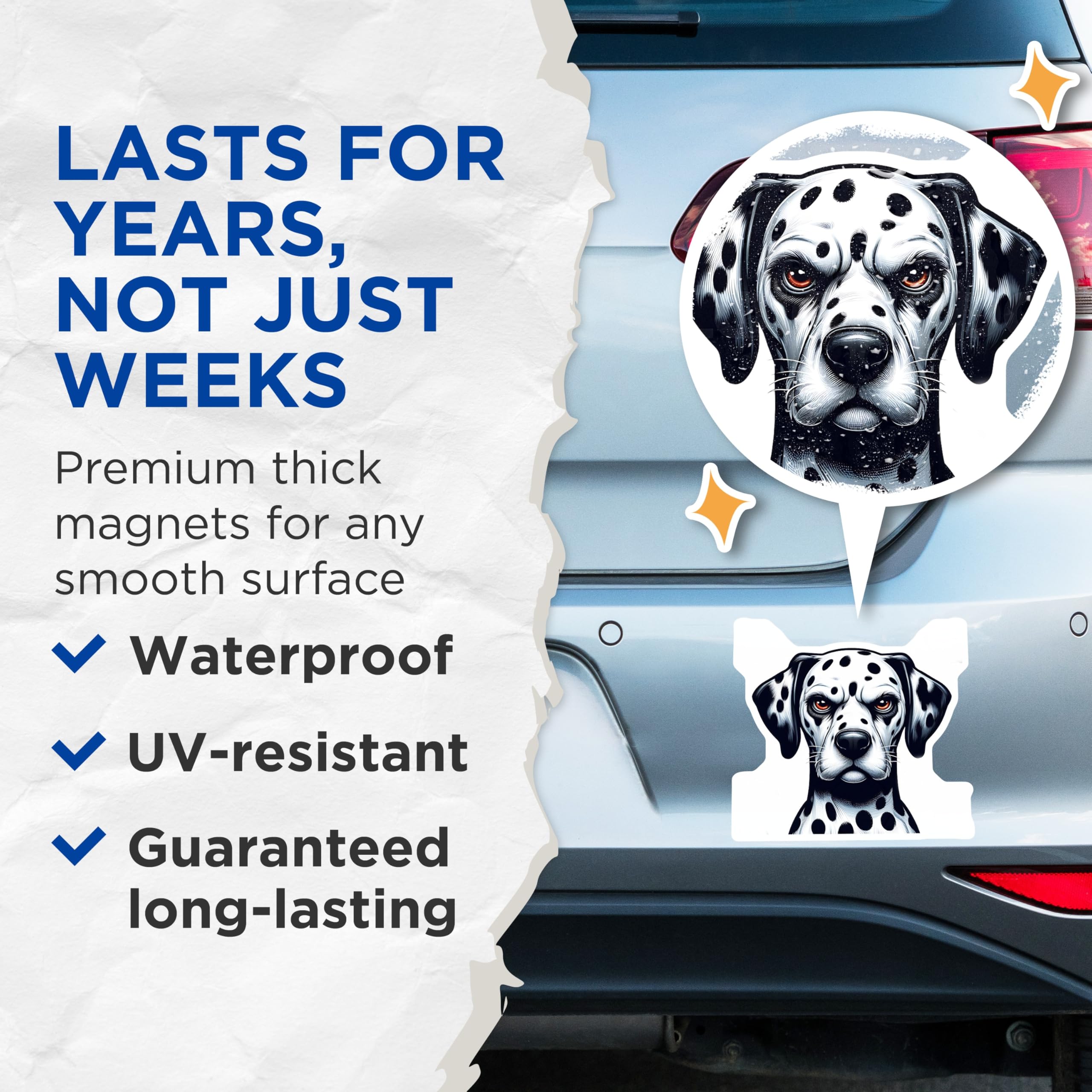 (2 Pack) Dalmatian Dog Magnets - Cute Dog Breed - Animal Lover Decor - 5" On Longest Side - Premium Magnet - for Cars, Refrigerators, Toolboxes, Lockers - Made in USA - MAG14453