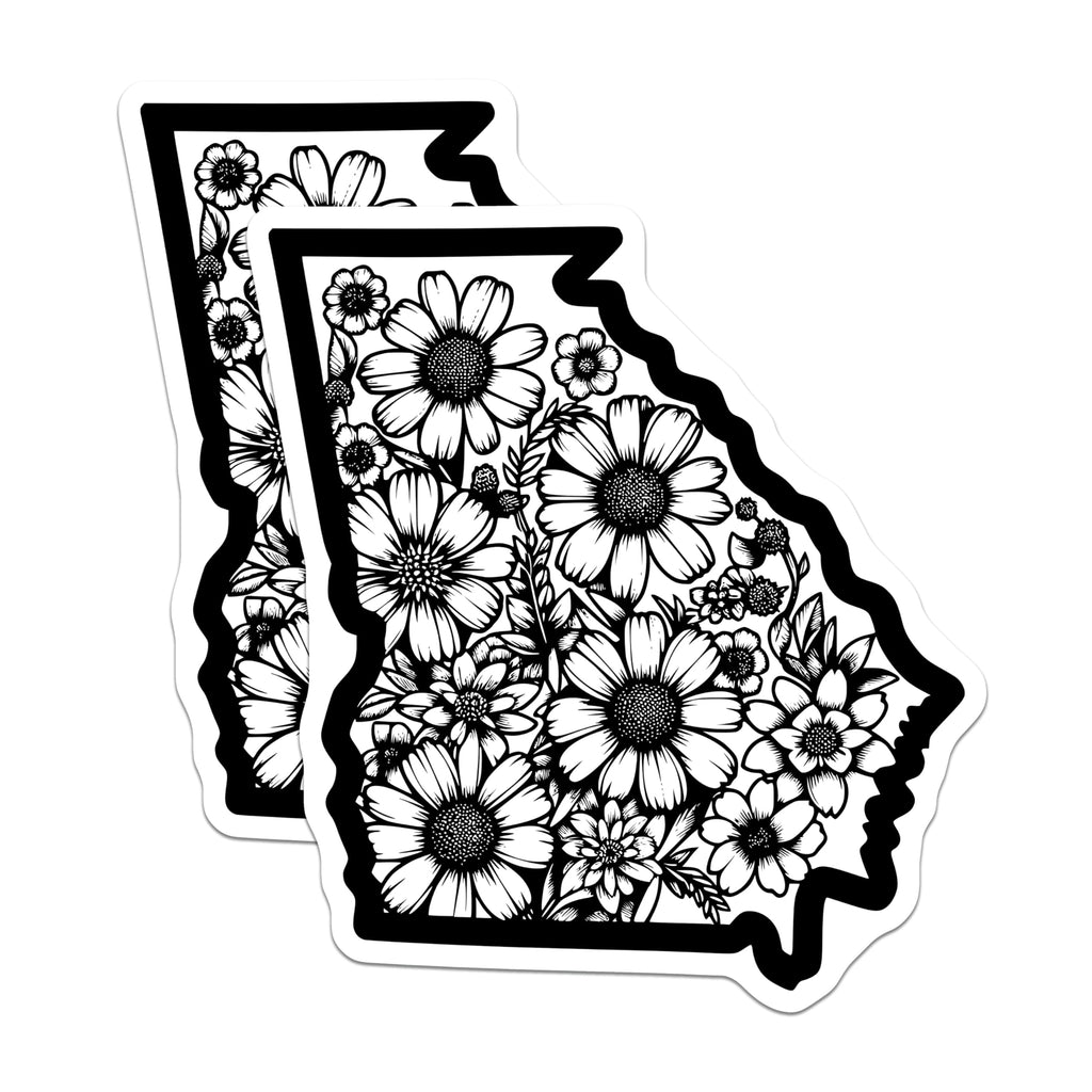 (2 Pack) Georgia State Magnets - Floral Art - Souvenir Refrigerator Magnets - 5" On Longest Side - Premium Magnet - for Cars, Refrigerators, Toolboxes, Lockers - Made in USA - MAG17554