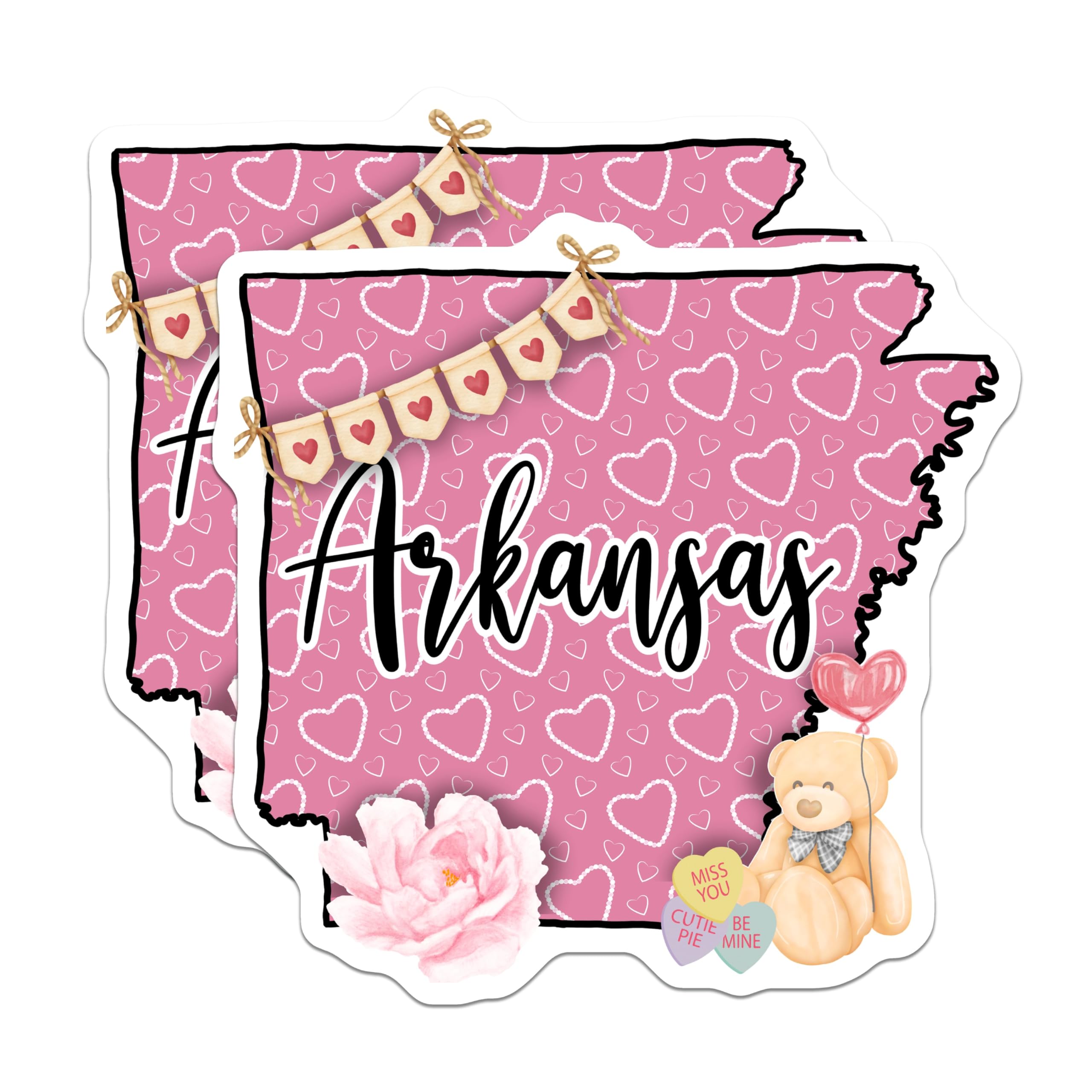 (2 Pack) Arkansas State Magnets - Teddy Bear Souvenir - Arkansas Lover Decor - 5" On Longest Side - Premium Magnet - for Cars, Refrigerators, Toolboxes, Lockers - Made in USA - MAG17879