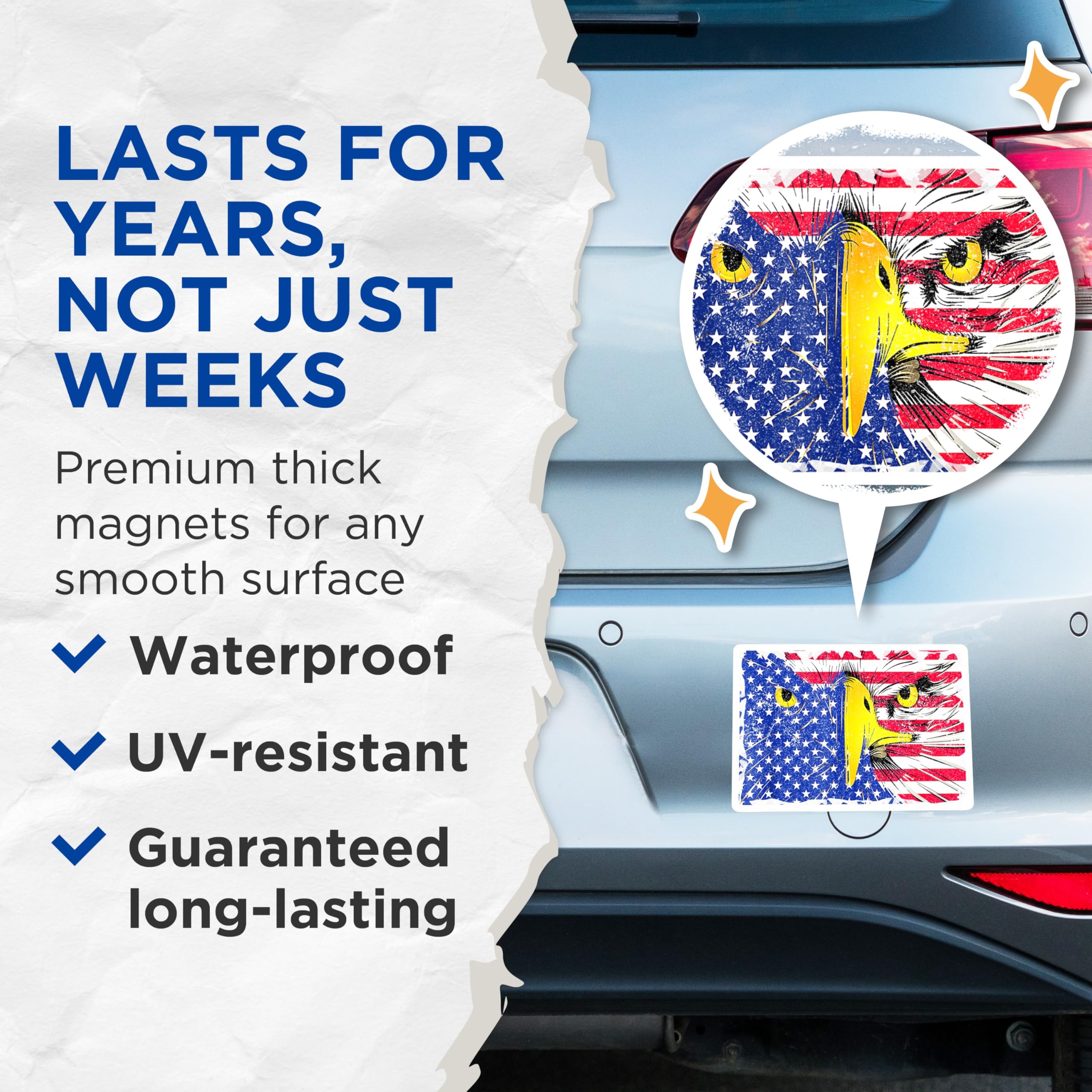 (2 Pack) American Eagle Magnets - Patriotic Flag Magnets - USA Pride Decor - 5 Inches On Longest Side - Thick Durable Magnet - Made in USA - MAG26189