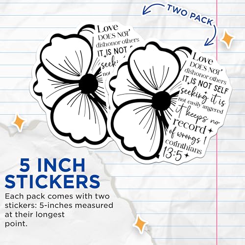 (2 Pack) Love Does Not Dishonor Stickers - Bible Verse Stickers - Inspirational Quote Stickers Christian Faith Decals - 5" On Longest Side - Sticks to Smooth Flat Surfaces - Made in USA - BMCS3843