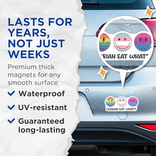 (2 Pack) Lesbian Eat What Magnets - Pride Decor - Funny LGBTQ+ Gift - 5" On Longest Side - for Cars, Fridges, Toolboxes - Made in USA - MAG6560
