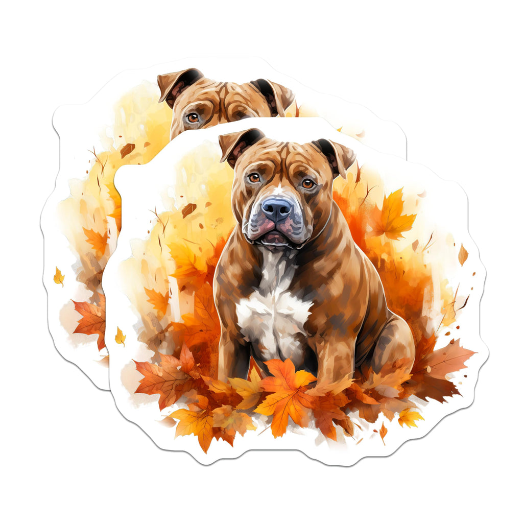 (2 Pack) Pitbull Magnets - Autumn Dog Decor - Fall Leaves Pet Lover Refrigerator Accessory - 5 Inches On Longest Side - Thick Durable Magnet - Made in USA - MAG28611