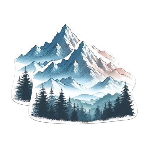 (2 Packs) Mountains Beautiful Scenery Magnets - Outdoorsman Hiking Hiker Scenery Magnets - 5 Inches On Longest Side - Premium Magnet - for Fridges, Toolboxes, Cars - Made in USA - MAG2293